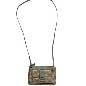 Giani Bernini Straw Bone Natural Blue Crossbody Bag